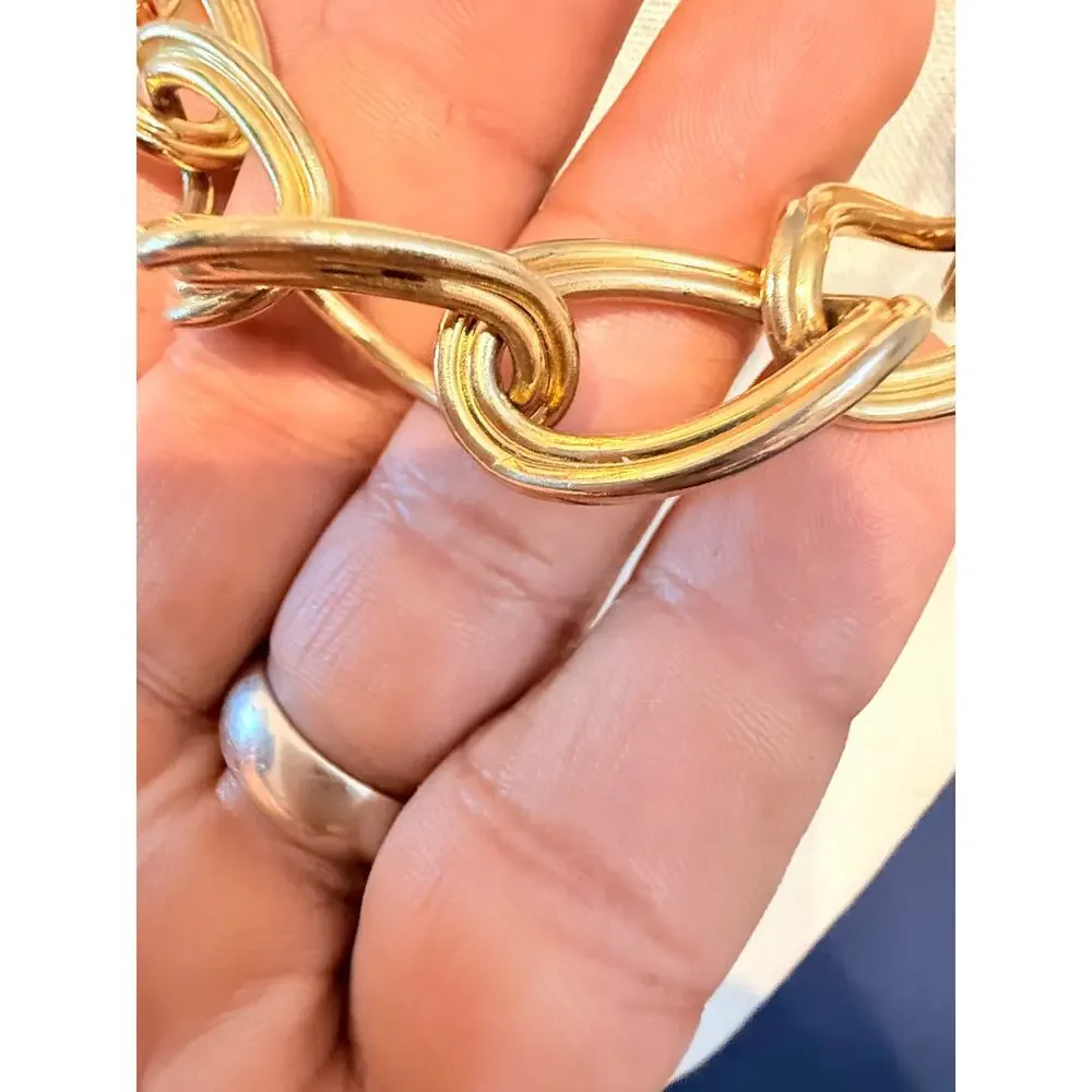 Vintage Gold Tone Oval Link Chain Necklace 30”